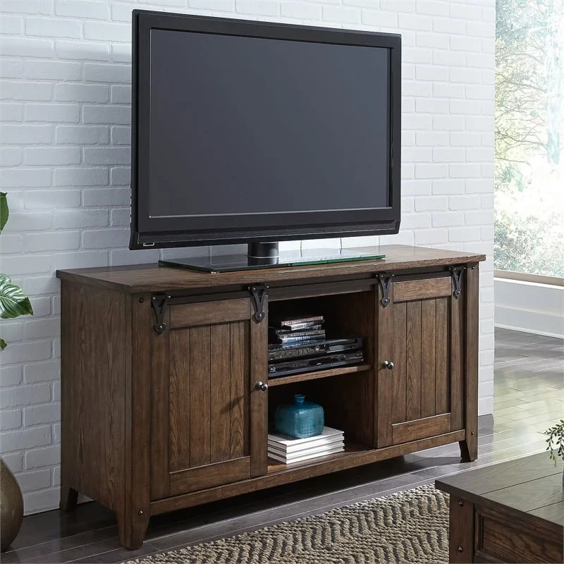 Pemberly Row Traditional Wood TV Console in Espresso - Image 3
