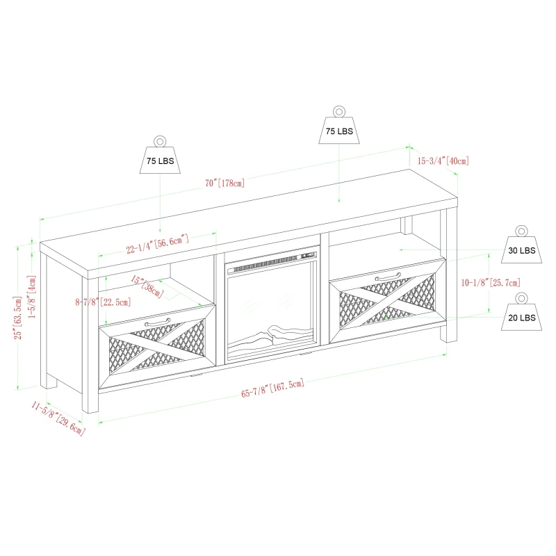 Walker Edison Farmhouse Drop-Door Fireplace TV Stand, White - Image 10