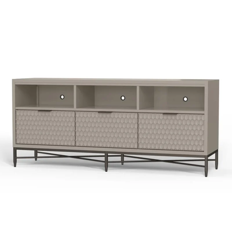 Origins by Alpine Milo 3 Drawer TV Console in Taupe - Image 2