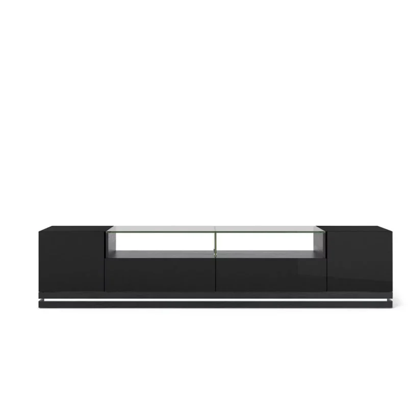 Vanderbilt Wood 85"TV Stand in Matte Black & Gloss - Image 2