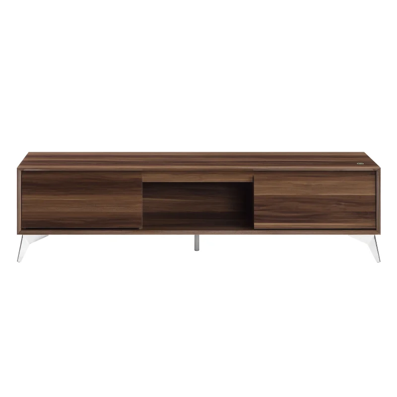CoSoTower TV Stand, Led, Walnut & Chrome Finish - Image 4