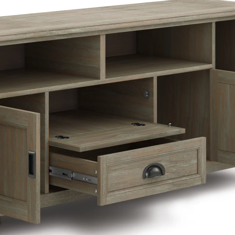 Simpli Home Burlington Wood 72"TV Media Stand in Gray - Image 10