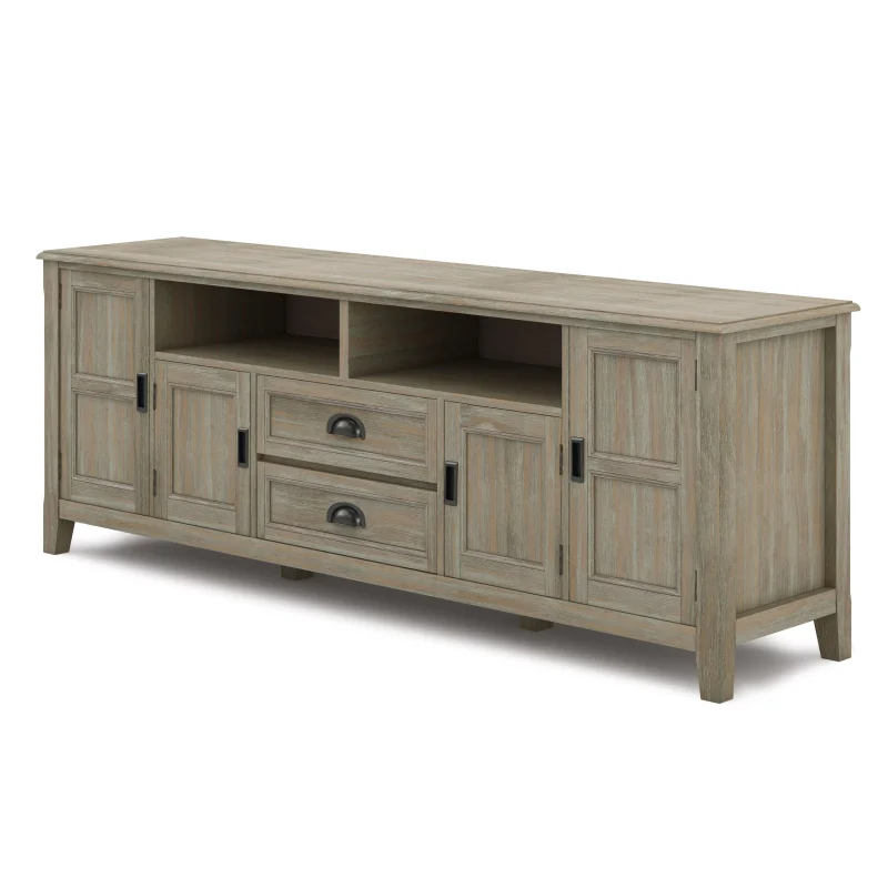 Simpli Home Burlington Wood 72"TV Media Stand in Gray - Image 9